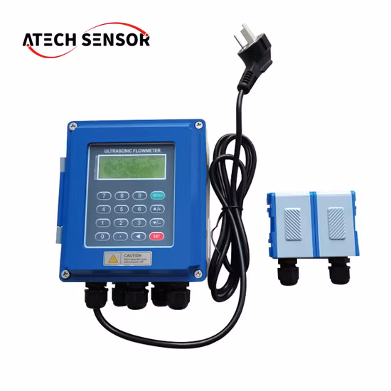 Digital LCD Fixed Clamp on Ultrasonic Transit Time Modular Flow Meter for Hot Water 